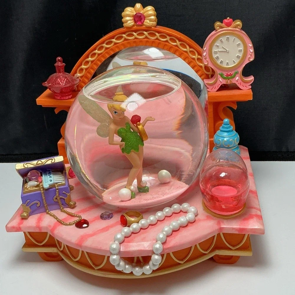 Disney Tinkerbell Snow Globe The Pink Vanity Plays You Can Fly 2002